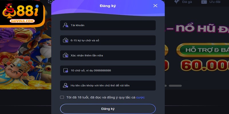 Thành viên hãy vào nhà cái để tiến hành đăng ký 88I nhanh